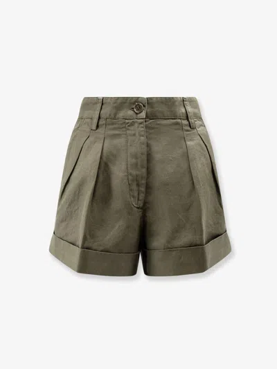 Aspesi Cotton And Linen Shorts In Green