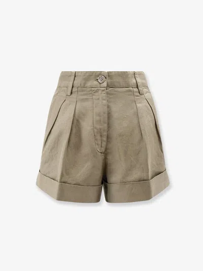 Aspesi Cotton And Linen Shorts In Sand