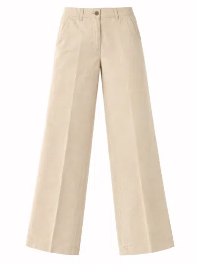 Aspesi Cotton And Linen Tailored Pants In Neutral