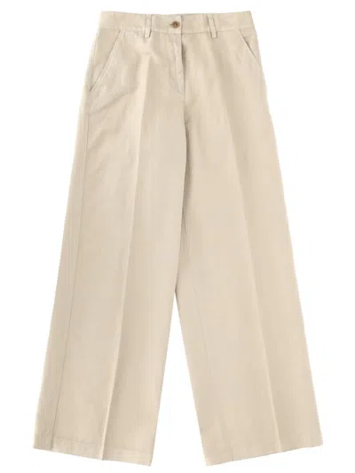 Aspesi Cotton And Linen Tailored Pants In Brown