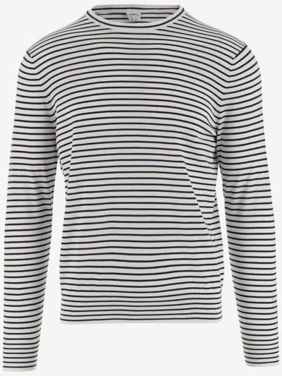 Aspesi Cotton And Silk Blend Pullover In Riga Blu