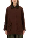 Aspesi Corduroy Collar Long Sleeve Coat In Brown