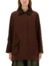 Aspesi Corduroy Collar Long Sleeve Coat In Brown