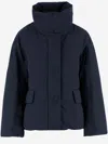 Aspesi Cotton Blend Jacket With High Collar And Flap Pockets In Blue