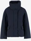 Aspesi Cotton Blend Jacket With High Collar And Flap Pockets In Blue
