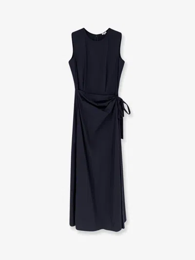 Aspesi Cotton Blend Long Dress In Blue