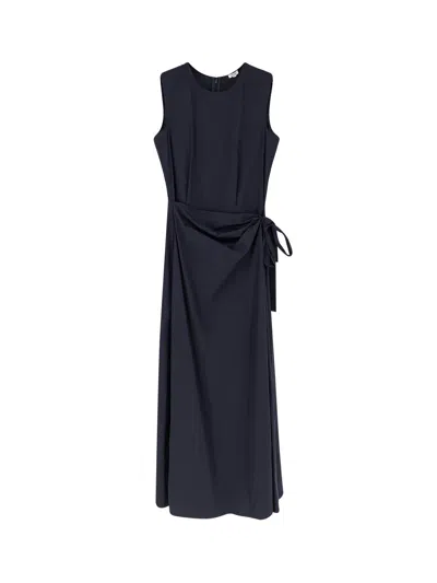 Aspesi Cotton Blend Long Dress In Blue