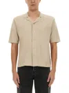Aspesi Short Sleeves Bowling Shirt In Sand