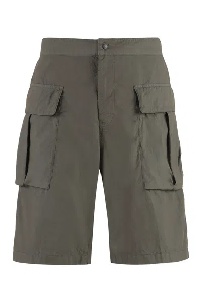 Aspesi Cotton Cargo Bermuda Shorts In Gray