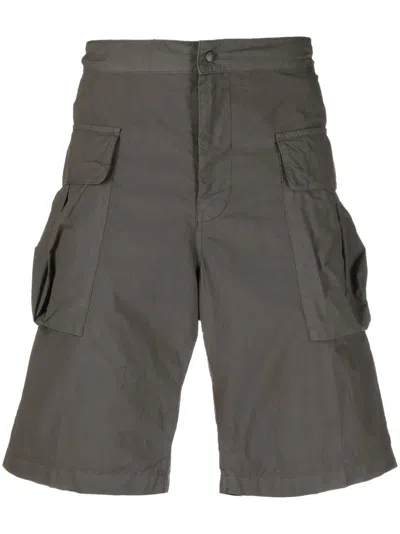 Aspesi Cotton Cargo Knee Length Bermuda Shorts In Gray
