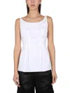 Aspesi Oversized V Neck Top With Cap Sleeves In White