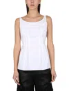 Aspesi Oversized V Neck Top With Cap Sleeves In White