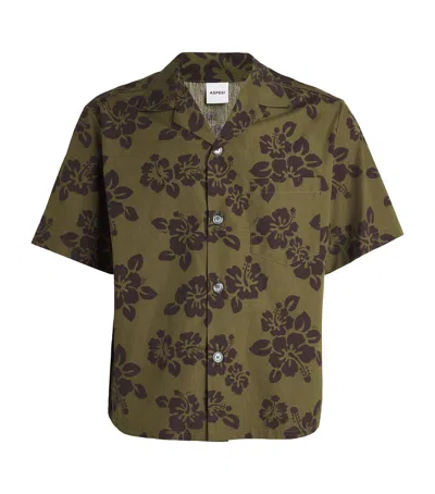 Aspesi Cotton Floral Shirt In Green