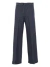 Aspesi Cotton Front-crease Trousers In Blue