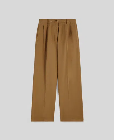 Aspesi Cotton Gabardine Wide Trousers In Brown