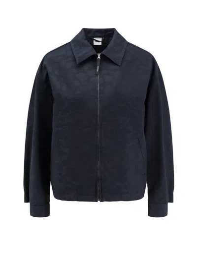 Aspesi Cotton Jacket With Jacquard Motif In Black