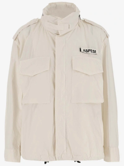 Aspesi Cotton Jacket With Logo In Ivory