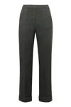 Aspesi Cotton-linen Trousers With Back Welt Pocket In Green