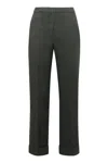 Aspesi Cotton-linen Trousers With Back Welt Pocket In Green