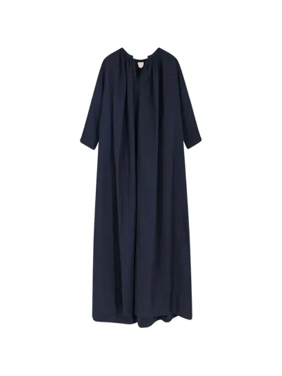 Aspesi Cotton Midi Dress Half And Short Sleeves In Blue