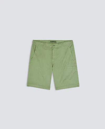 Aspesi Cotton Micro Twill Bermuda Shorts In Green