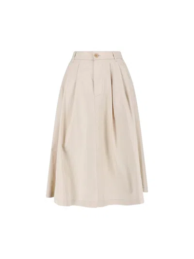 Aspesi Pleated Cotton Skirt In Neutral
