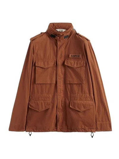 Aspesi Cotton Minifield Jacket In Brown
