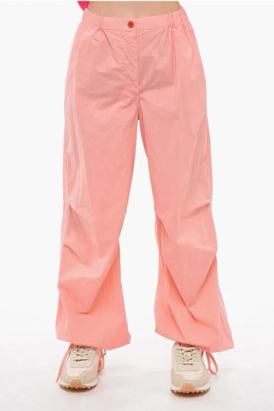Aspesi Cotton Trousers With Ankle Strings In Pink
