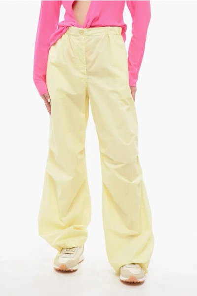 Aspesi Cotton Pants With Ankle Strings In Yellow