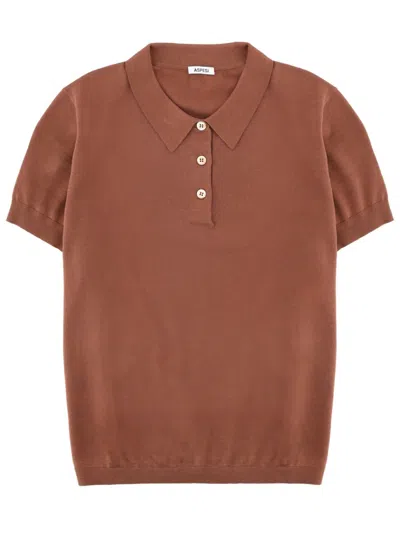 Aspesi Cotton Polo In Brown