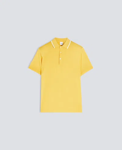 Aspesi Cotton Polo Shirt With Mother-of-pearl Buttons In Yellow