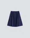 Aspesi Cotton Poplin Flared Skirt In Blue