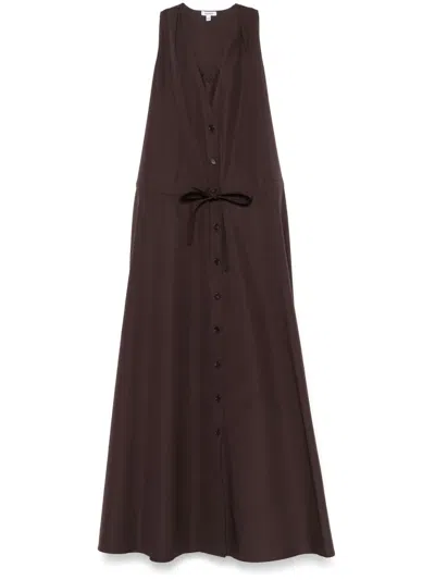 Aspesi Cotton Poplin Midi Dress In Brown