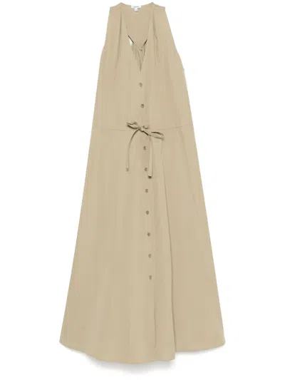 Aspesi Cotton Poplin Midi Dress In Green