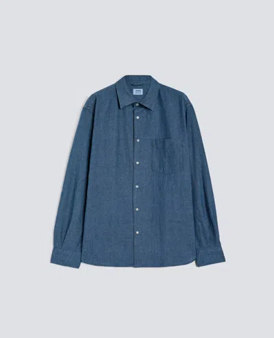 Aspesi Cotton Poplin Shirt With Breast Pocket In Blue