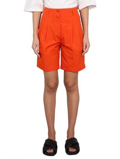 Aspesi Cotton Poplin Shorts In Orange