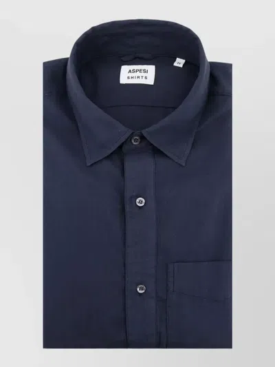 Aspesi Cotton Regular Fit Shirt Long Sleeves In Blue