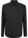 Aspesi Minimalist Black Cotton Shirt With Classic Collar In 黑色