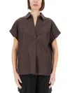 Aspesi Boxy Collared Pleated Short Sleeves Shirt