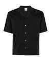 Aspesi Short-sleeved Cotton Knit Shirt With Pointed Collar In Black
