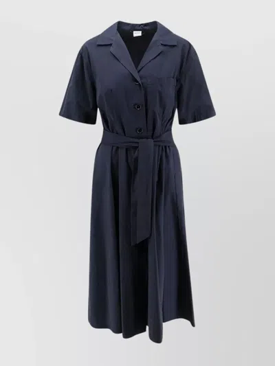 Aspesi Chemisier Cotton Midi Dress In Blue