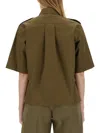 Aspesi Cotton Shirt With Pockets And Epaulettes In Military Green