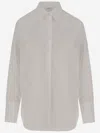 Aspesi Structured Cotton Poplin Shirt With Curved Hem In White