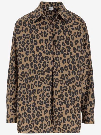 ASPESI ASPESI COTTON SHIRT WITH LEO PATTERN