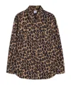 Aspesi Leopard Print Stretch Cotton Shirt In Brown