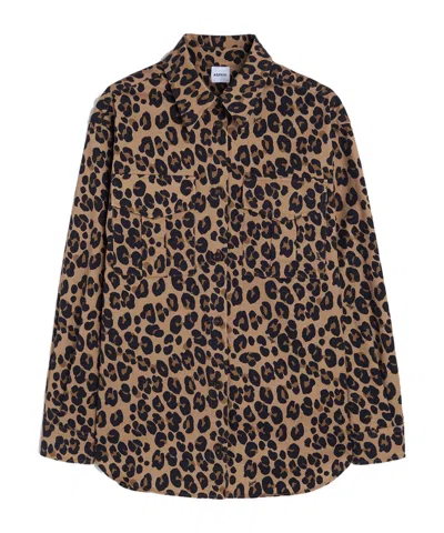 ASPESI ASPESI LEOPARD PRINTED CURVED HEM SHIRT