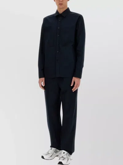 Aspesi Cotton Shirt With Long Sleeves And Chest Pocket In Black
