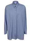 Aspesi Cotton Shirt With Striped Pattern In Blue