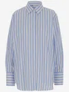 Aspesi Cotton Shirt With Striped Pattern In Clear Blue