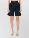 Aspesi Tailored High-waisted Cotton-linen Shorts With Pleated Front